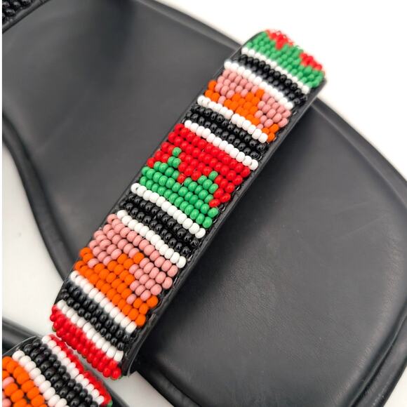 Farm Rio Beaded Slide Sandal Women's Square Open Toe Black Size US9 EU40 - Picture 7 of 13